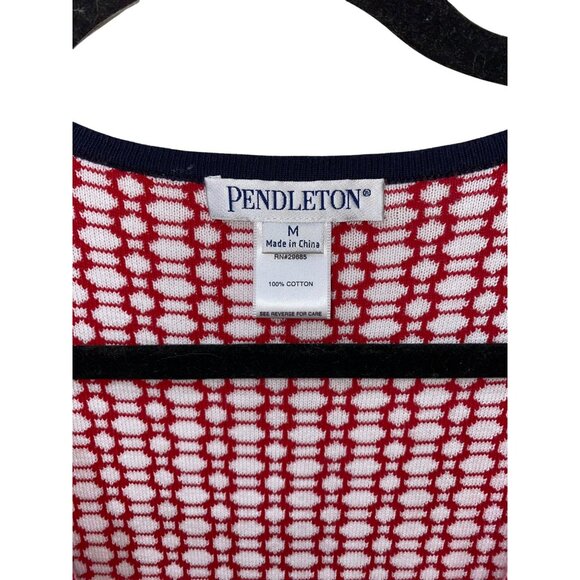 Pendleton Womens Open Front Red & White Cardigan Jacket M Cotton - Picture 5 of 7